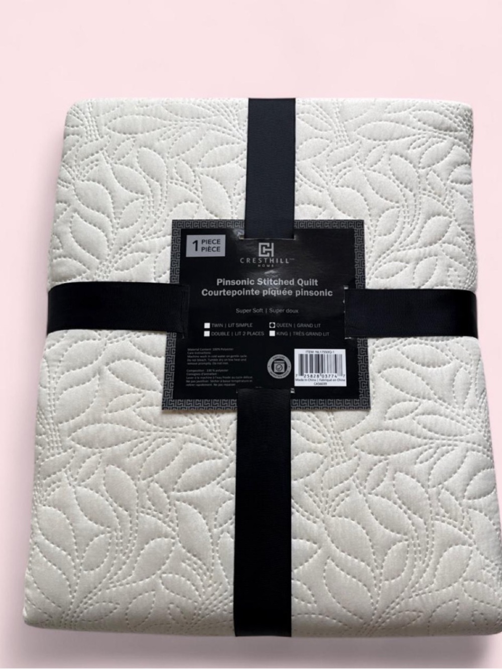Crest Pinsonic Stitched Quilt - Cream